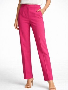 Carole Wren Pink Dress Pants Size 6 High Waist Slim Straight Stretch Elegant